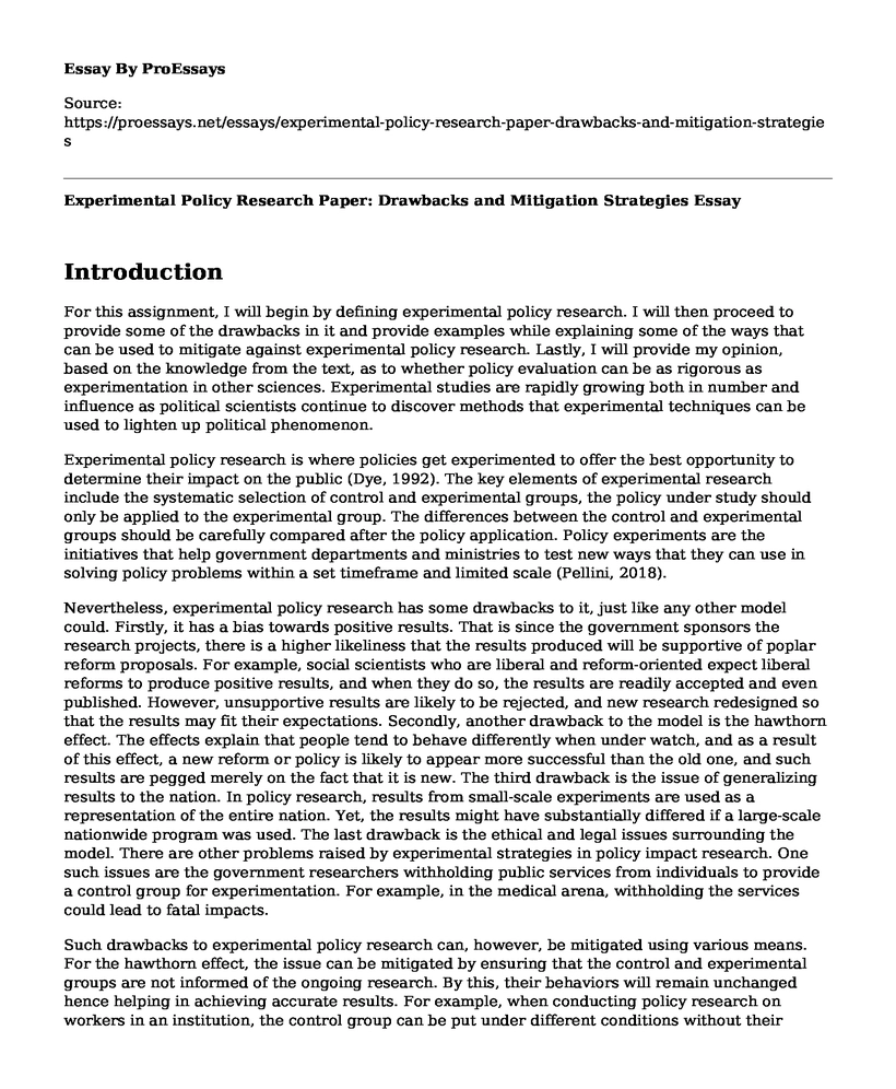 Experimental Policy Research Paper: Drawbacks and Mitigation Strategies
