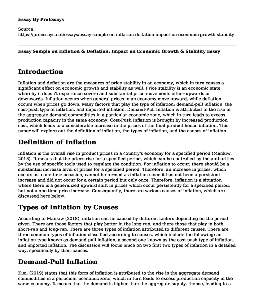 Essay Sample on Inflation & Deflation: Impact on Economic Growth & Stability