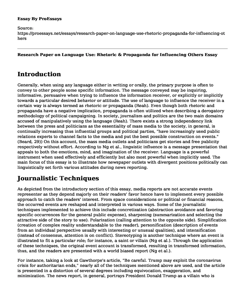 Research Paper on Language Use: Rhetoric & Propaganda for Influencing Others