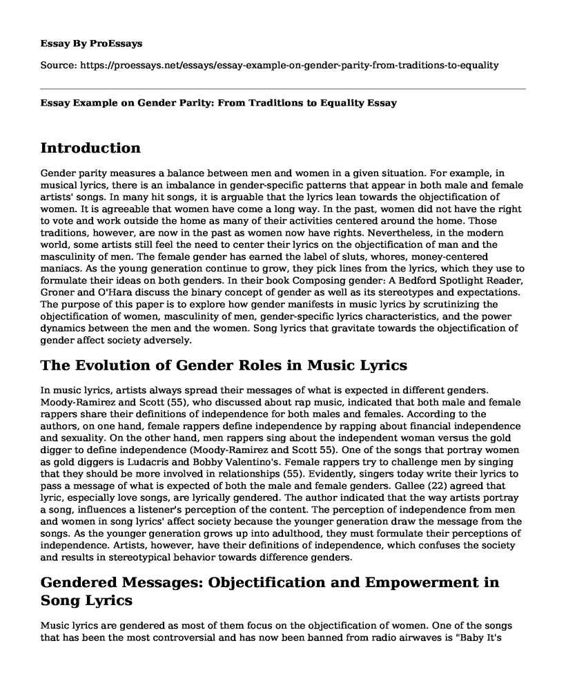 Essay Example on Gender Parity: From Traditions to Equality