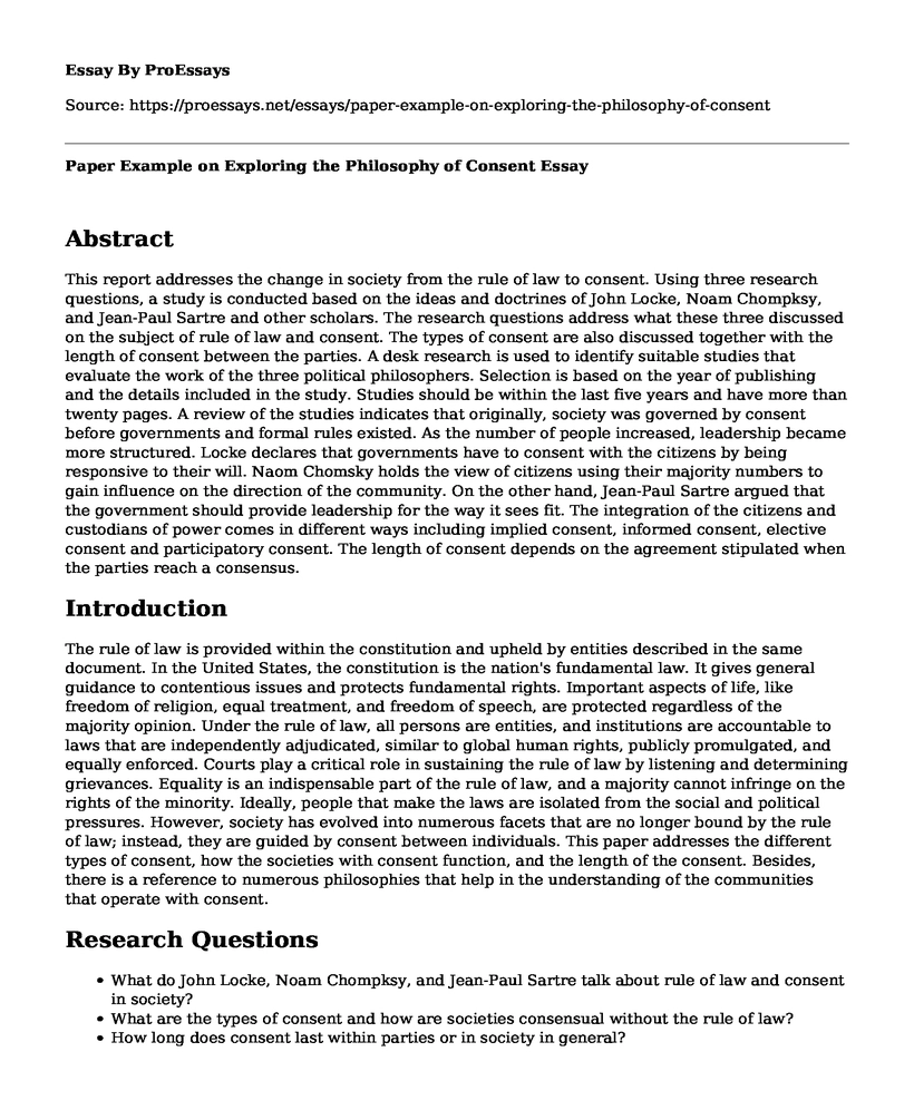 Paper Example on Exploring the Philosophy of Consent