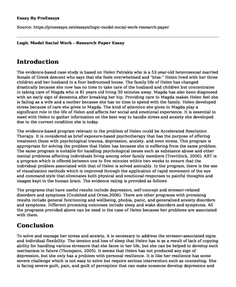 Logic Model Social Work - Research Paper