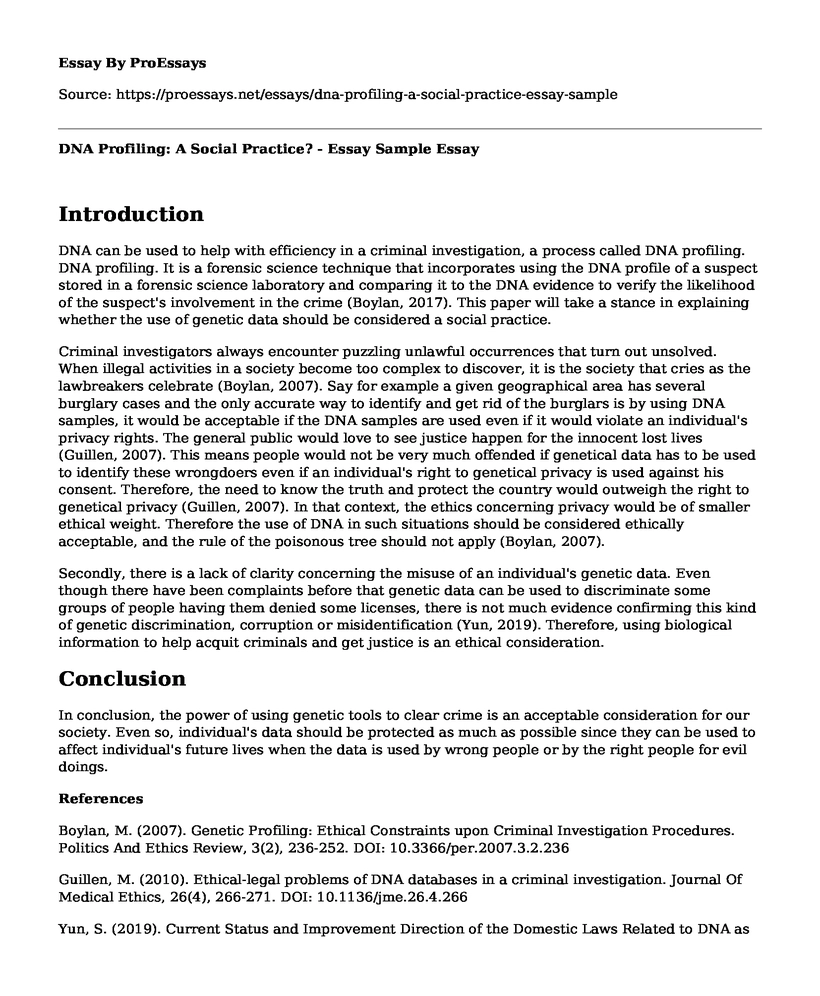 DNA Profiling: A Social Practice? - Essay Sample