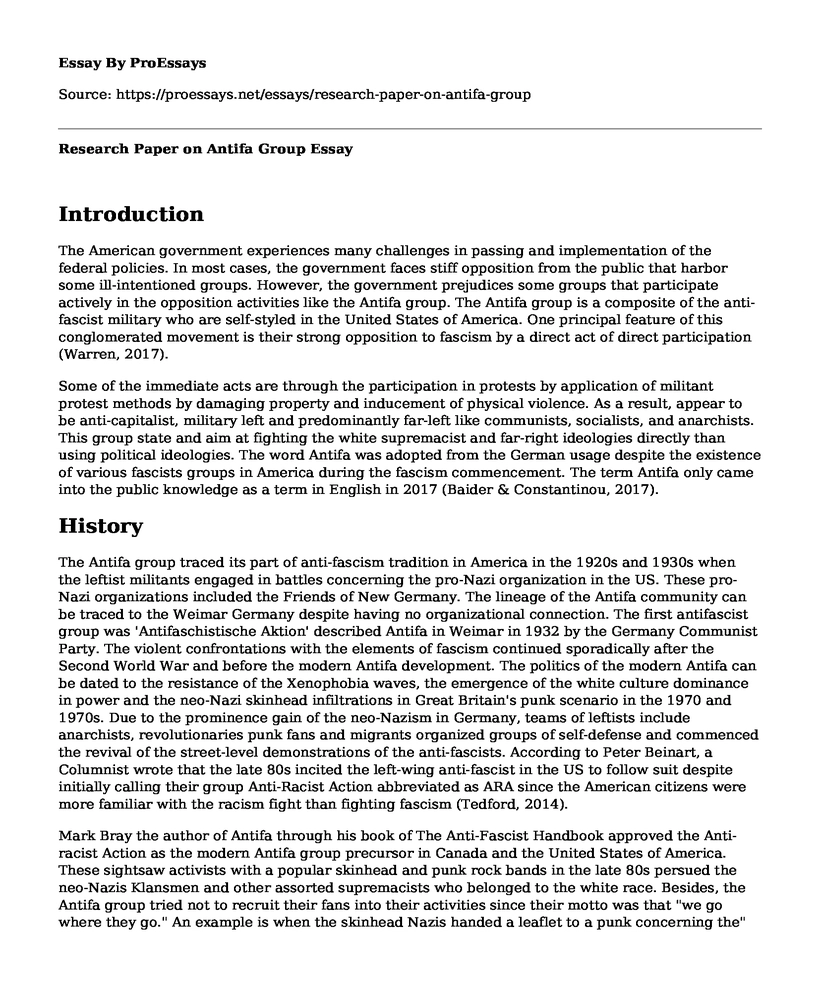Research Paper on Antifa Group