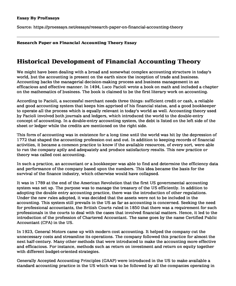 Research Paper on Financial Accounting Theory