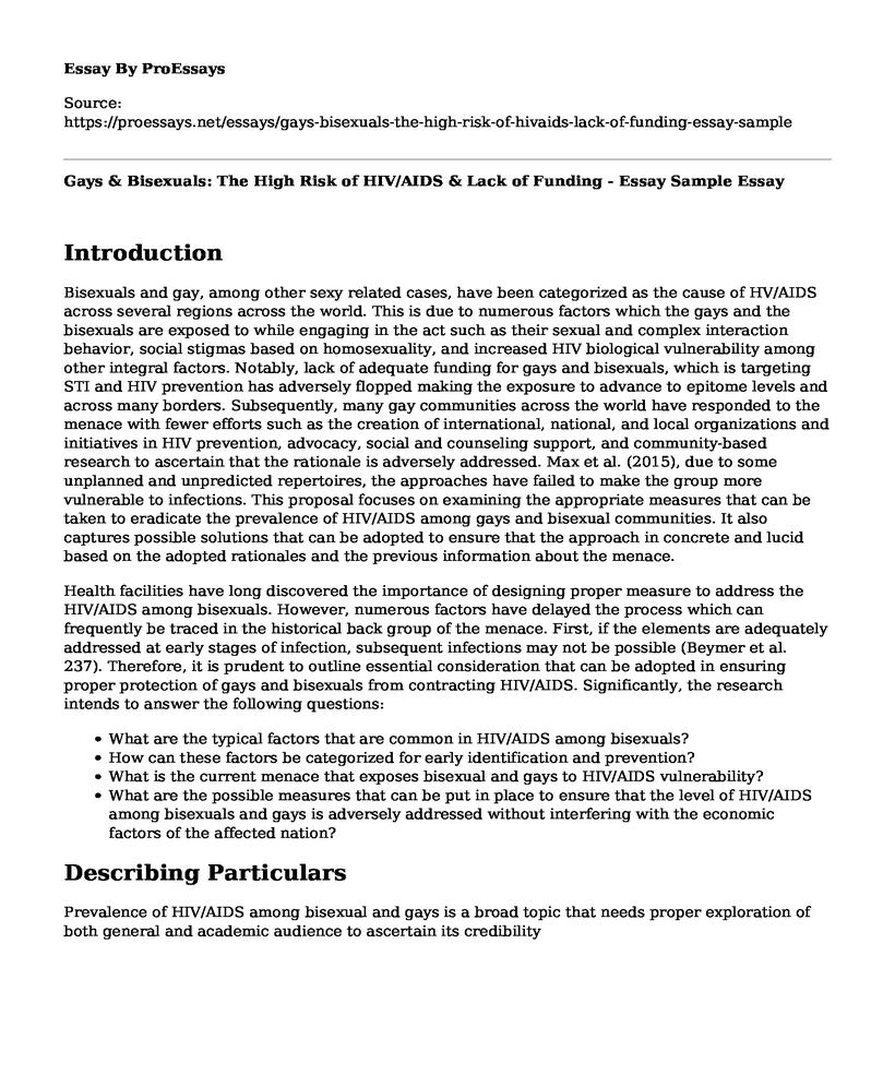 Gays & Bisexuals: The High Risk of HIV/AIDS & Lack of Funding - Essay Sample