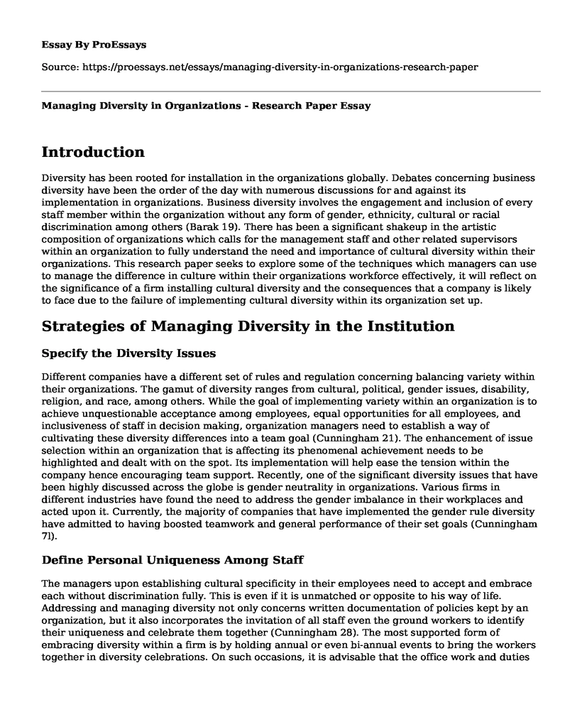 Managing Diversity in Organizations - Research Paper