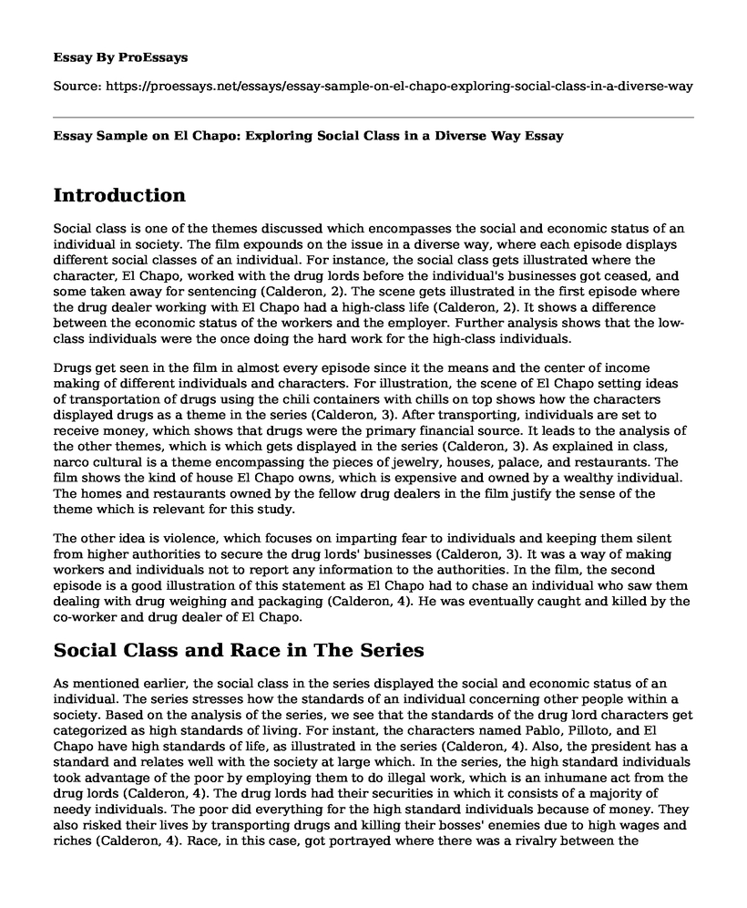 Essay Sample on El Chapo: Exploring Social Class in a Diverse Way