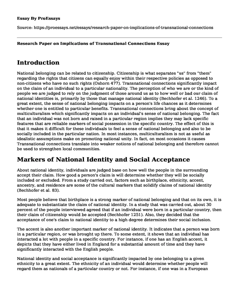 Research Paper on Implications of Transnational Connections