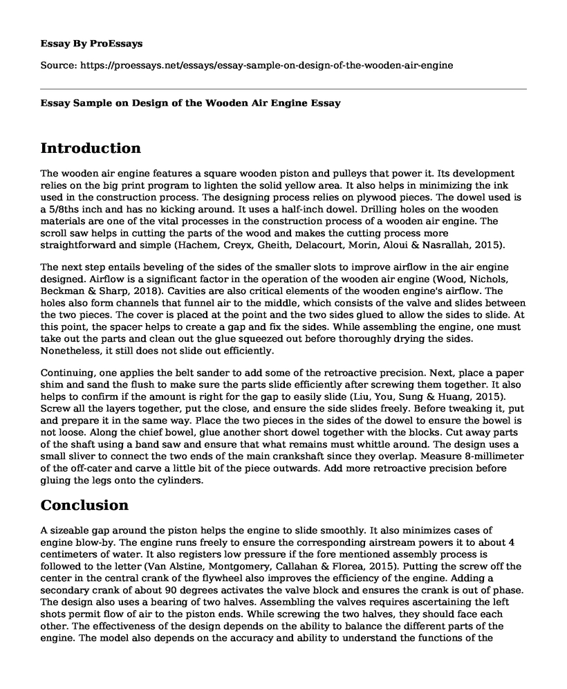 Essay Sample on Design of the Wooden Air Engine