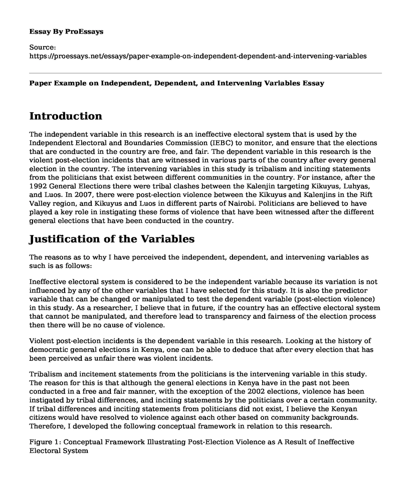 Paper Example on Independent, Dependent, and Intervening Variables
