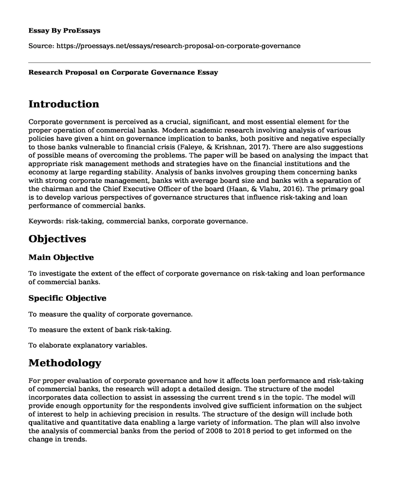 Research Proposal on Corporate Governance