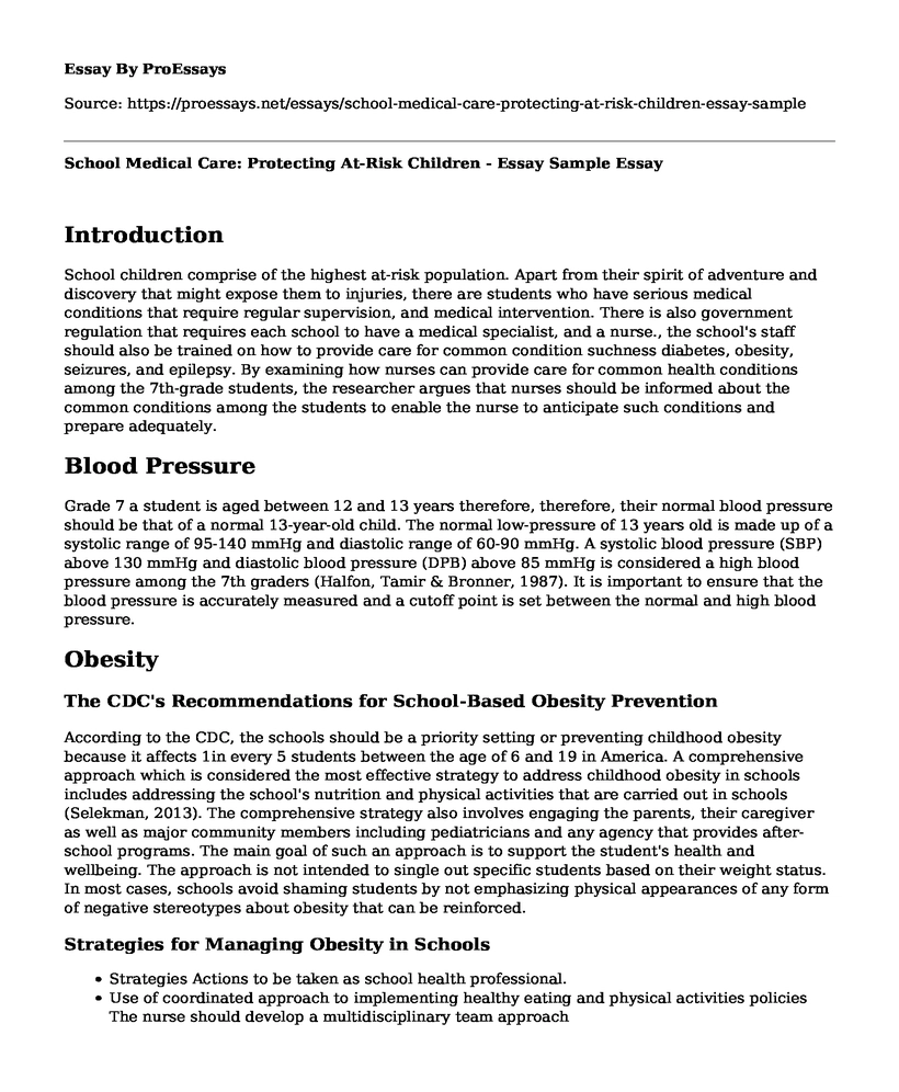 School Medical Care: Protecting At-Risk Children - Essay Sample