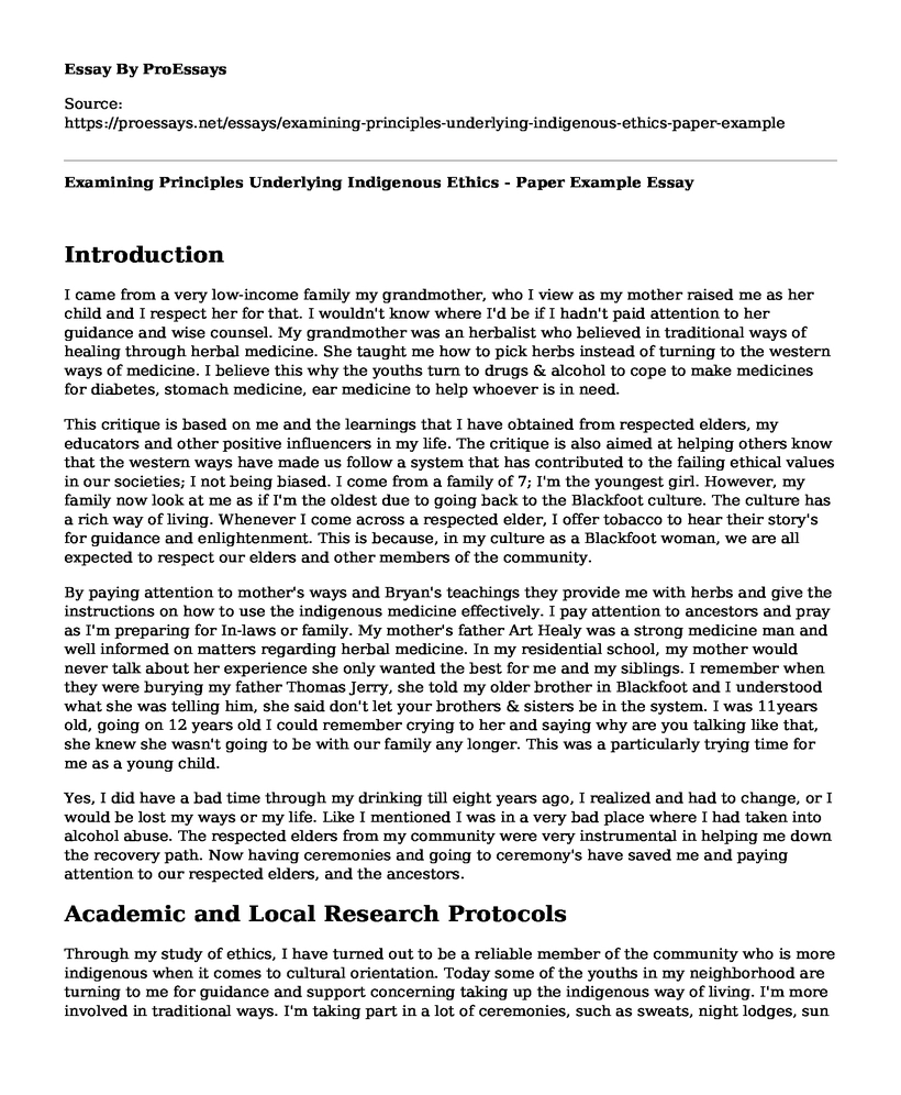 Examining Principles Underlying Indigenous Ethics - Paper Example