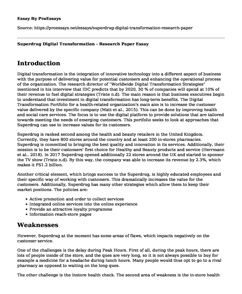 Superdrug Digital Transformation - Research Paper 