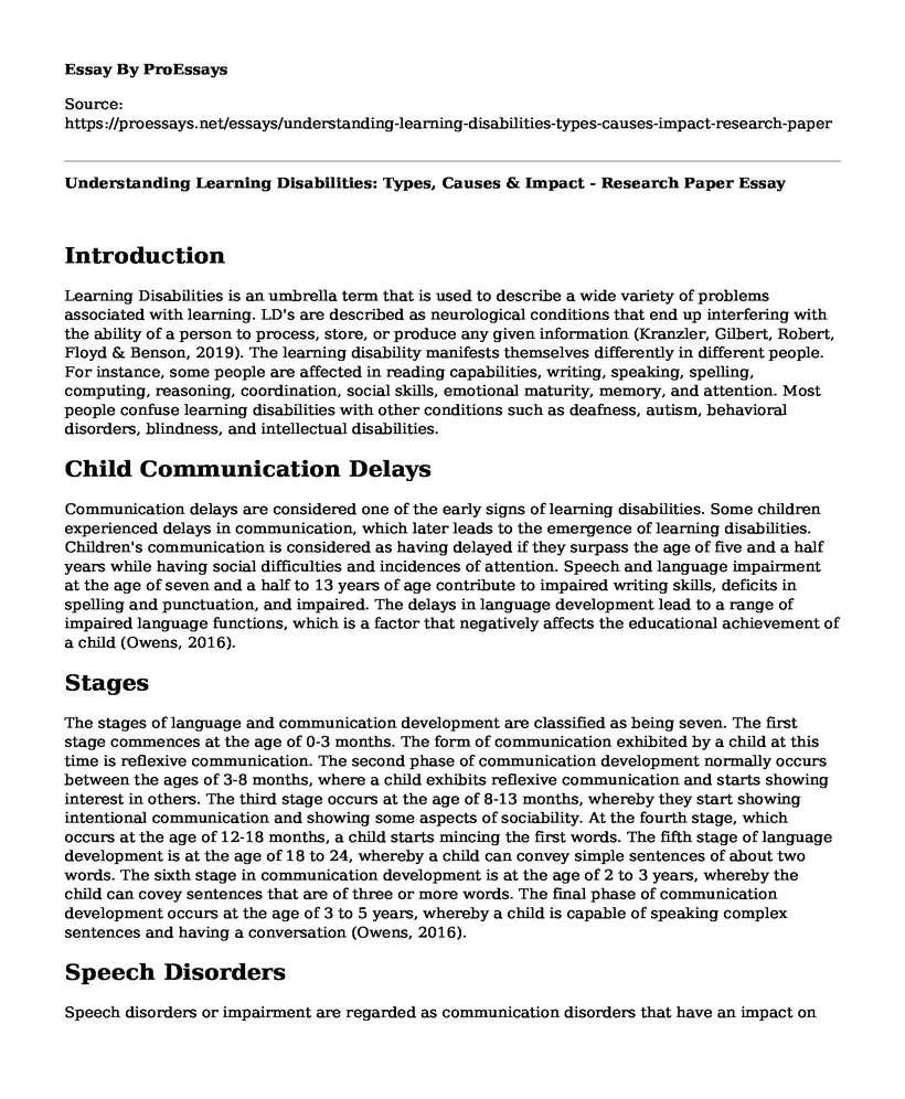 Understanding Learning Disabilities: Types, Causes & Impact - Research Paper