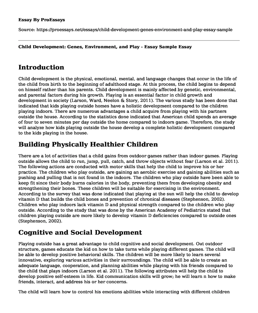 Child Development: Genes, Environment, and Play - Essay Sample