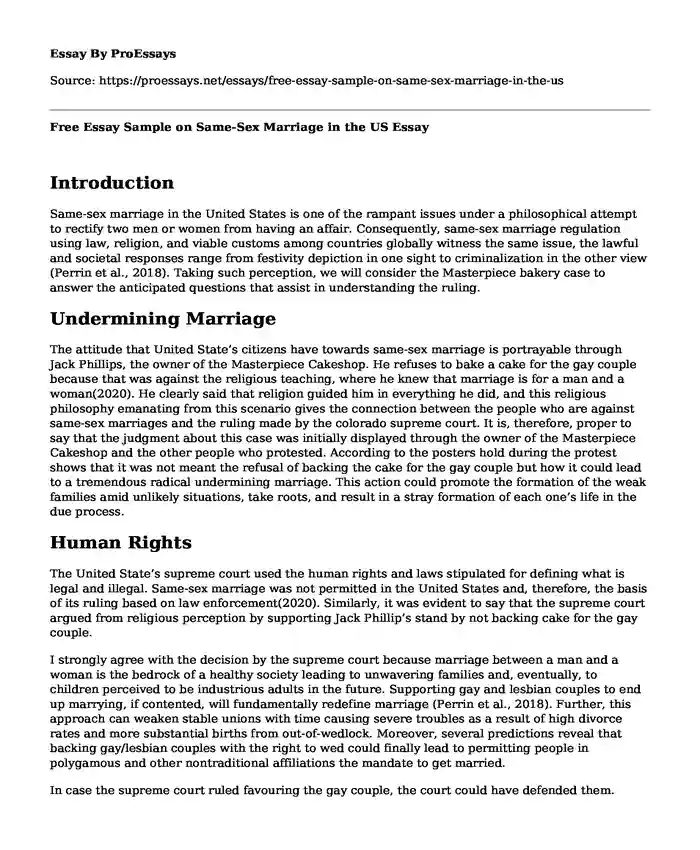 Free Essay Sample on Same-Sex Marriage in the US
