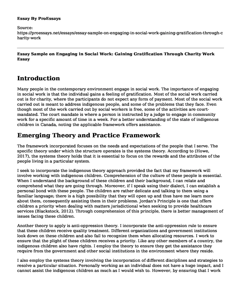 Essay Sample on Engaging in Social Work: Gaining Gratification Through Charity Work