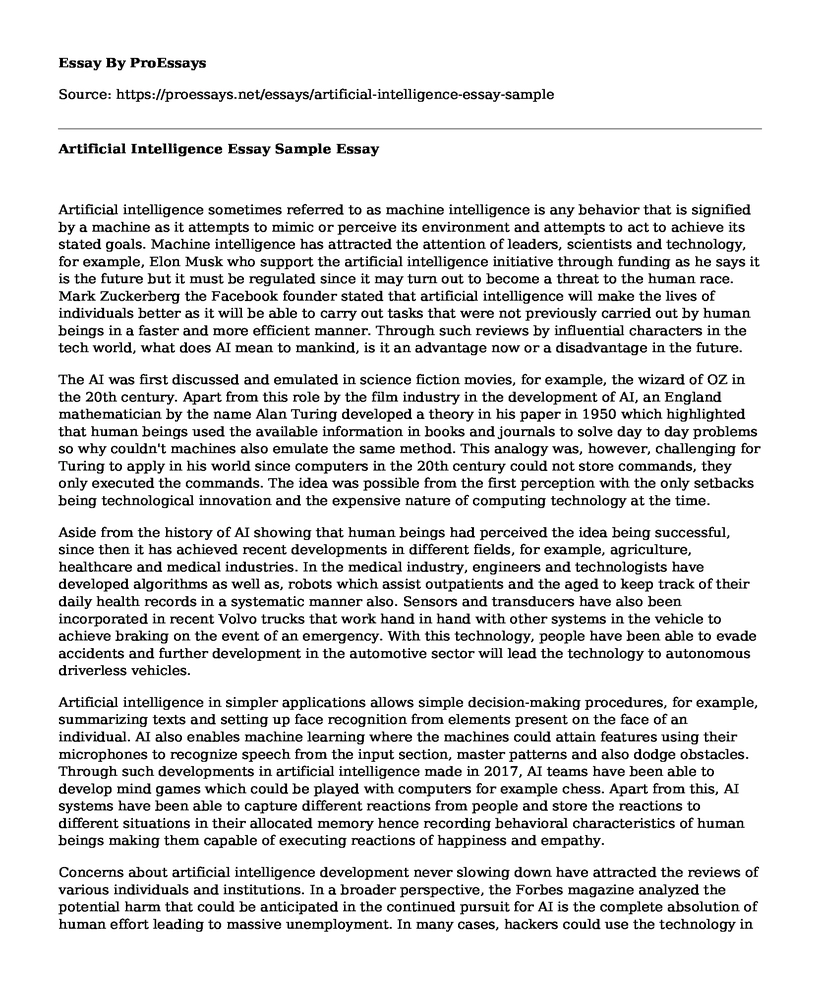 artificial intelligence essay for class 6