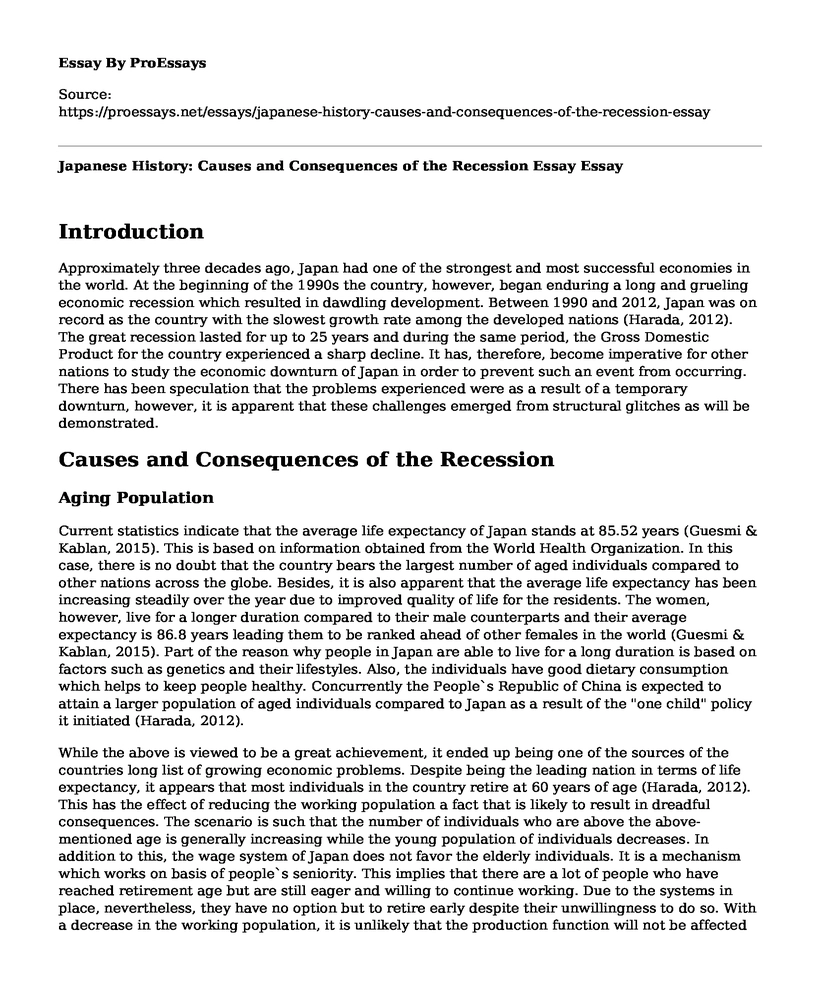 Japanese History: Causes and Consequences of the Recession Essay