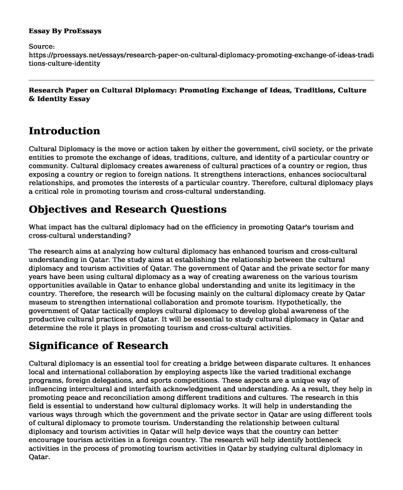 Research Paper on Cultural Diplomacy: Promoting Exchange of Ideas, Traditions, Culture & Identity